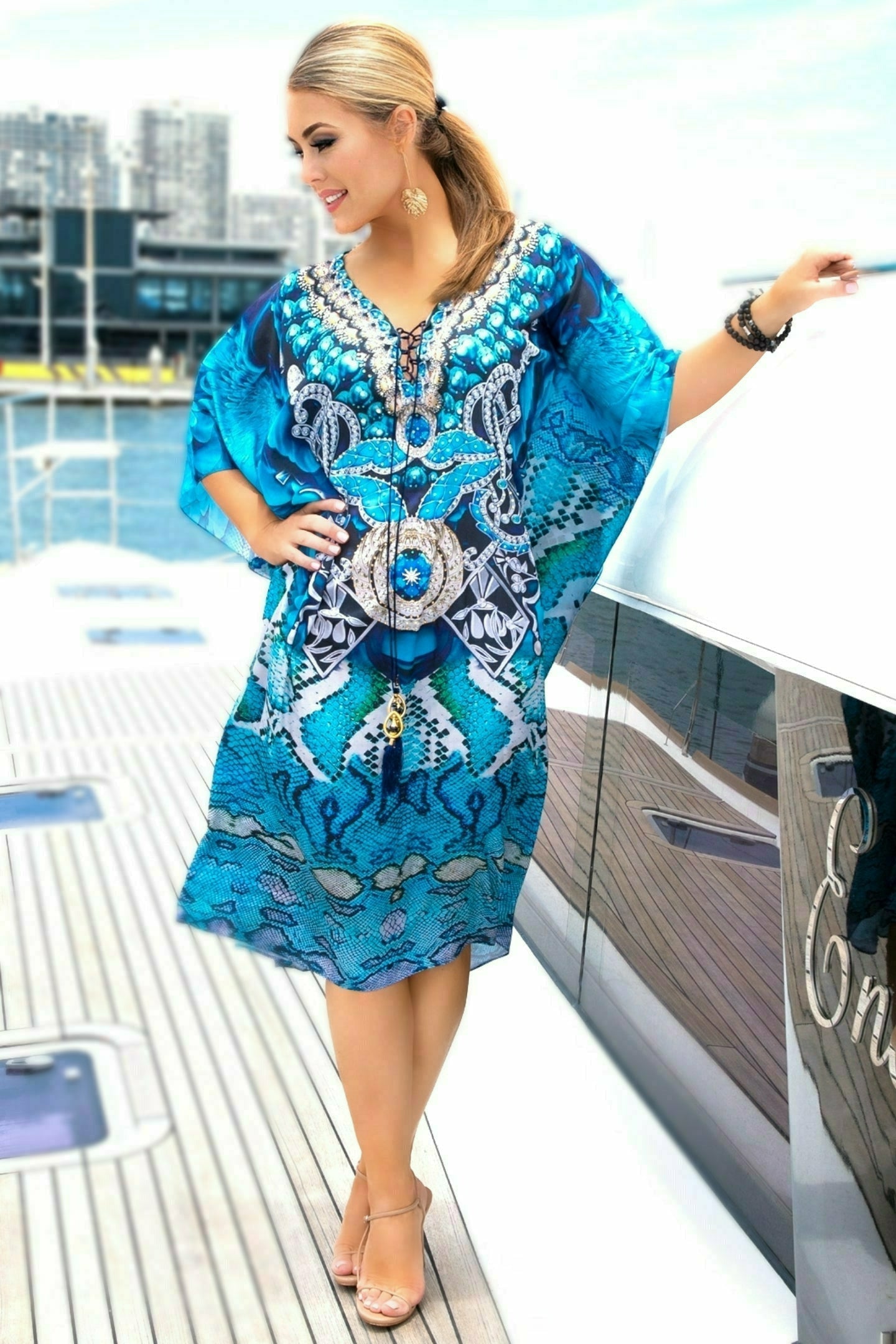 FIRST EDITION COLLECTION - 3/4 Kaftan with Tie Front henleycollections